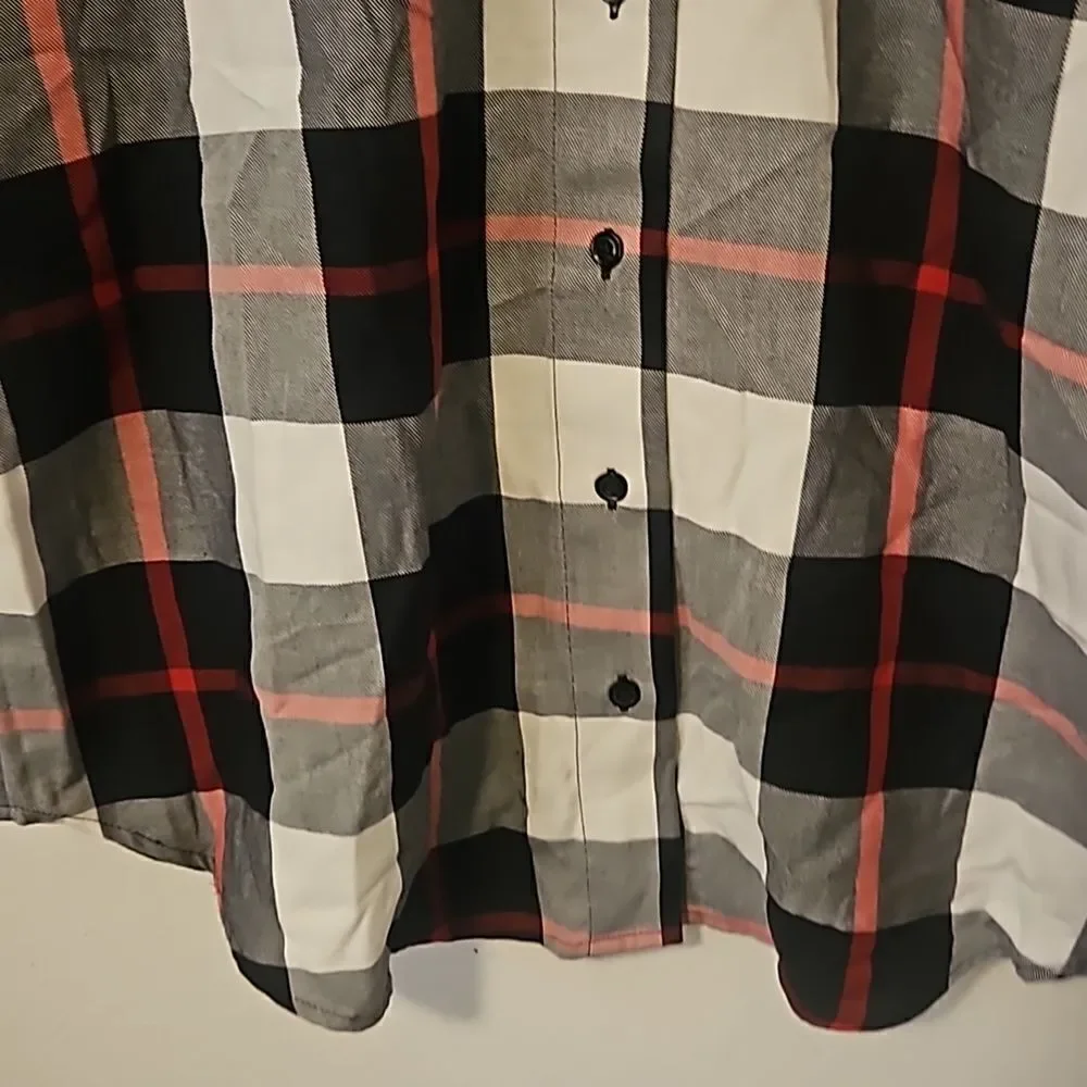 Gap Flannel Shirtdress - Oversized Fit- Black & White with Red Plaid- Size S